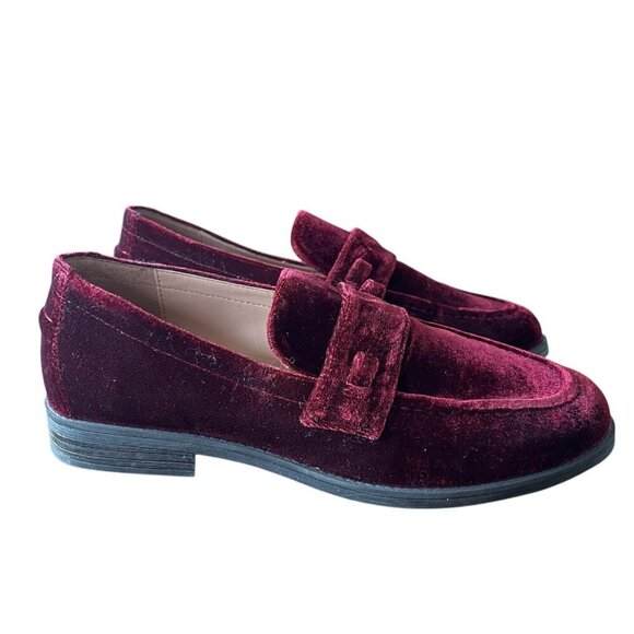 Cole Haan Cordovan Velvet Stassi Loafers Bordeaux Women's Size 8 *No Chain - Picture 1 of 11